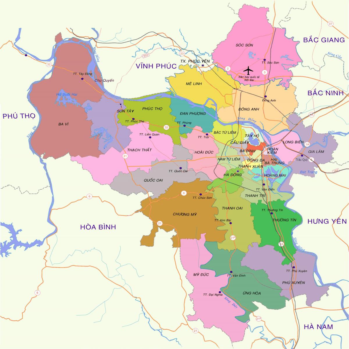 Mapa ng distrito hanoi